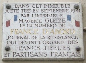 Plaque Maurice Gleize, 17 rue des Cloÿs, Paris 18